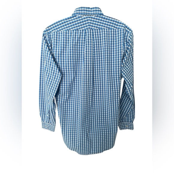 Lands' End Blue and White Casual Button Down Shirt 16-35 - Picture 8 of 10